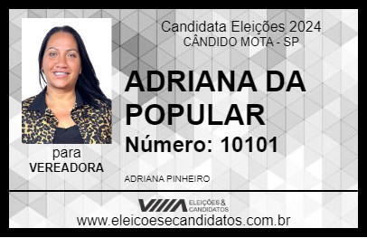 Candidato ADRIANA DA POPULAR 2024 - CÂNDIDO MOTA - Eleições