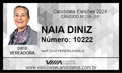 Candidato NAIA DINIZ 2024 - CÂNDIDO MOTA - Eleições