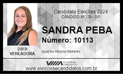 Candidato SANDRA PEBA 2024 - CÂNDIDO MOTA - Eleições