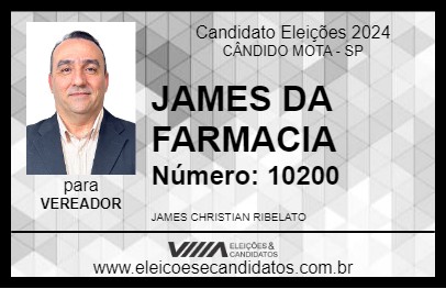 Candidato JAMES DA FARMACIA 2024 - CÂNDIDO MOTA - Eleições