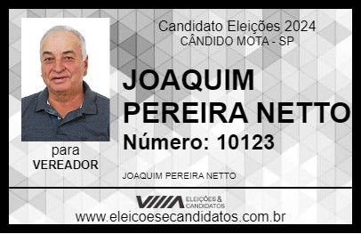 Candidato JOAQUIM PEREIRA NETTO 2024 - CÂNDIDO MOTA - Eleições