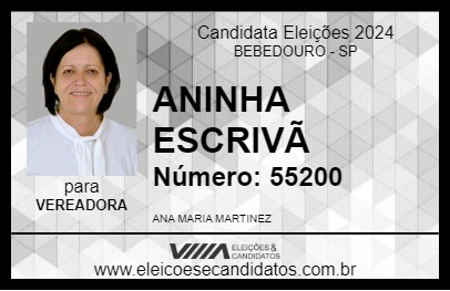 Candidato ANINHA ESCRIVÃ 2024 - BEBEDOURO - Eleições