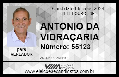 Candidato ANTONIO DA VIDRAÇARIA 2024 - BEBEDOURO - Eleições