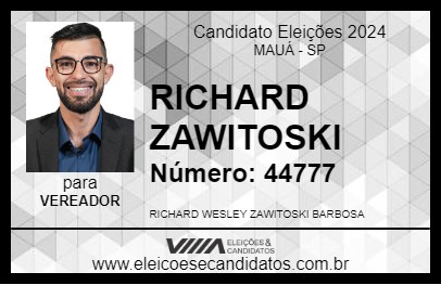 Candidato RICHARD ZAWITOSKI 2024 - MAUÁ - Eleições