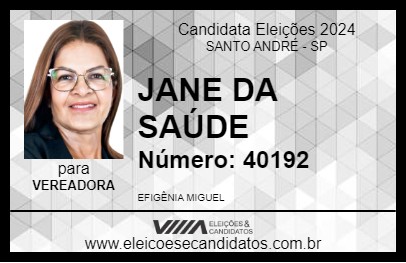 Candidato JANE DA SAÚDE 2024 - SANTO ANDRÉ - Eleições