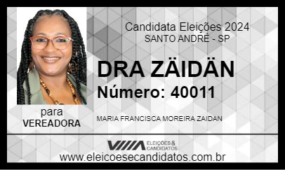 Candidato DRA ZÄIDÄN 2024 - SANTO ANDRÉ - Eleições