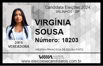 Candidato VIRGÍNIA SOUSA 2024 - VALINHOS - Eleições