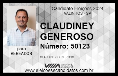 Candidato CLAUDINEY GENEROSO 2024 - VALINHOS - Eleições