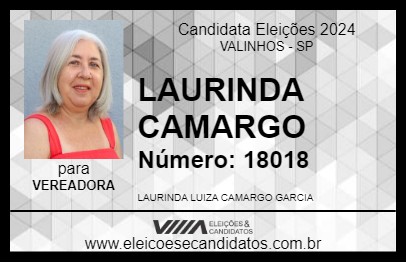 Candidato LAURINDA CAMARGO 2024 - VALINHOS - Eleições