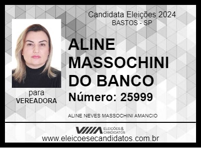 Candidato ALINE MASSOCHINI DO BANCO 2024 - BASTOS - Eleições