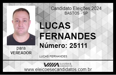 Candidato LUCAS FERNANDES 2024 - BASTOS - Eleições