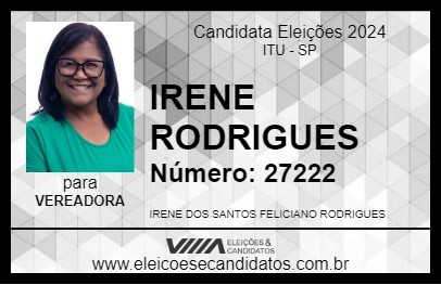 Candidato PROFESSORA IRENE RODRIGUES 2024 - ITU - Eleições