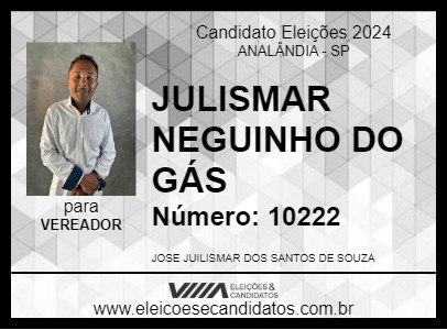 Candidato JULISMAR NEGUINHO DO GÁS 2024 - ANALÂNDIA - Eleições