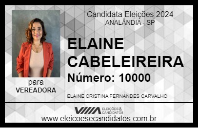 Candidato ELAINE CABELEIREIRA 2024 - ANALÂNDIA - Eleições