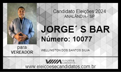 Candidato JORGE´  S BAR 2024 - ANALÂNDIA - Eleições