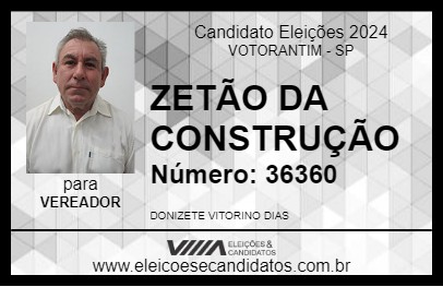 Candidato ZETÃO DA CONSTRUÇÃO 2024 - VOTORANTIM - Eleições