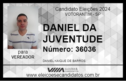 Candidato DANIEL DA JUVENTUDE  2024 - VOTORANTIM - Eleições