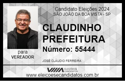 Candidato CLAUDINHO 2024 - SÃO JOÃO DA BOA VISTA - Eleições