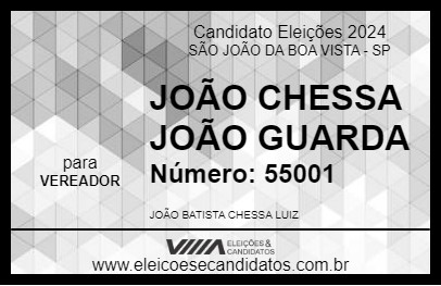 Candidato JOÃO CHESSA JOÃO GUARDA 2024 - SÃO JOÃO DA BOA VISTA - Eleições