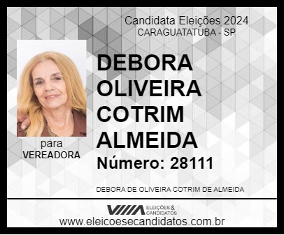 Candidato DEBORA OLIVEIRA COTRIM ALMEIDA 2024 - CARAGUATATUBA - Eleições