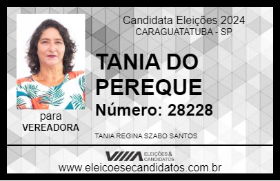 Candidato TANIA DO PEREQUE 2024 - CARAGUATATUBA - Eleições