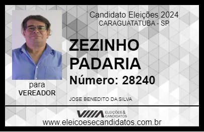 Candidato ZEZINHO PADARIA 2024 - CARAGUATATUBA - Eleições