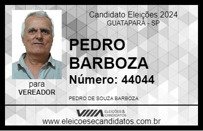 Candidato PEDRO BARBOZA 2024 - GUATAPARÁ - Eleições