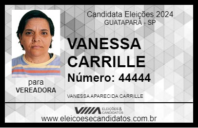 Candidato VANESSA CARRILLE 2024 - GUATAPARÁ - Eleições