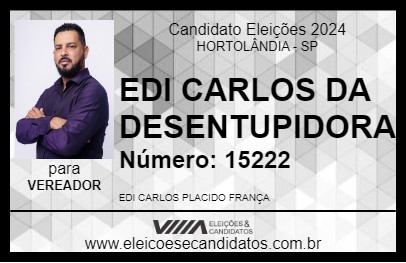 Candidato EDI CARLOS DA DESENTUPIDORA 2024 - HORTOLÂNDIA - Eleições