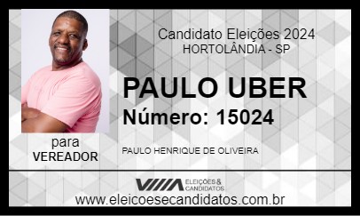 Candidato PAULO UBER 2024 - HORTOLÂNDIA - Eleições