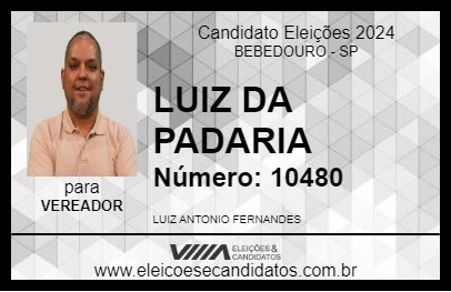 Candidato LUIZ DA PADARIA 2024 - BEBEDOURO - Eleições