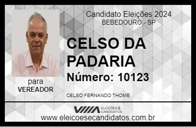 Candidato CELSO DA PADARIA 2024 - BEBEDOURO - Eleições