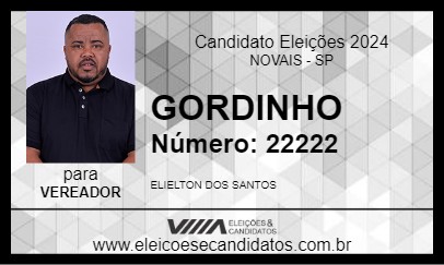 Candidato GORDINHO 2024 - NOVAIS - Eleições