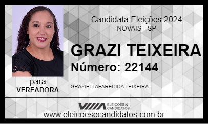 Candidato GRAZI TEIXEIRA 2024 - NOVAIS - Eleições