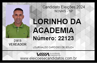 Candidato LORINHO DA ACADEMIA 2024 - NOVAIS - Eleições