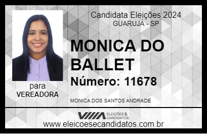 Candidato MONICA DO BALLET 2024 - GUARUJÁ - Eleições