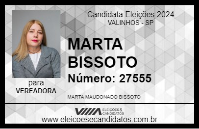 Candidato MARTA BISSOTO 2024 - VALINHOS - Eleições