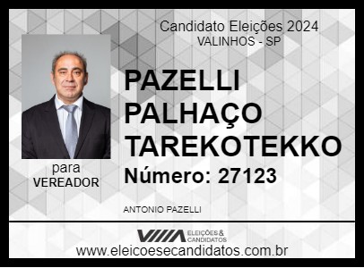 Candidato PAZELLI PALHAÇO  TAREKOTEKKO 2024 - VALINHOS - Eleições