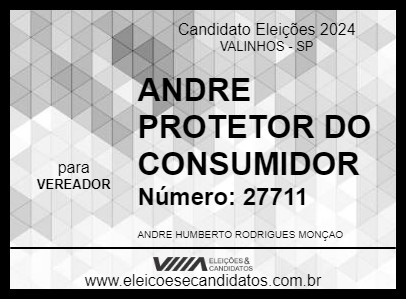 Candidato ANDRE PROTETOR DO CONSUMIDOR 2024 - VALINHOS - Eleições