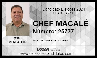 Candidato CHEF MACALÉ 2024 - UBATUBA - Eleições