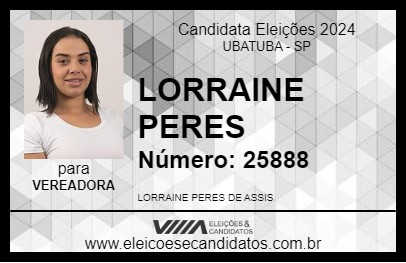 Candidato LORRAINE PERES 2024 - UBATUBA - Eleições