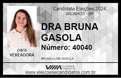 Candidato DRA BRUNA GASOLA 2024 - VALINHOS - Eleições