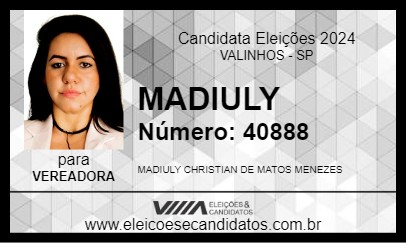 Candidato MADIULY 2024 - VALINHOS - Eleições