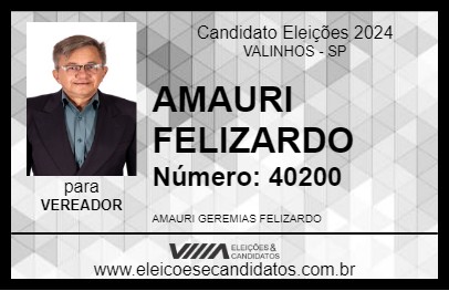 Candidato AMAURI FELIZARDO 2024 - VALINHOS - Eleições