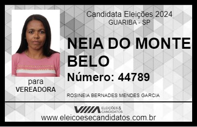 Candidato NEIA DO MONTE BELO 2024 - GUARIBA - Eleições