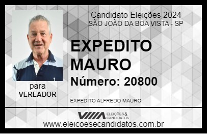 Candidato EXPEDITO MAURO 2024 - SÃO JOÃO DA BOA VISTA - Eleições