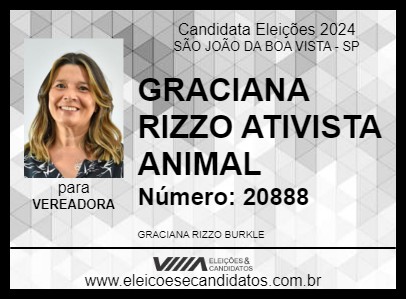 Candidato GRACIANA RIZZO ATIVISTA ANIMAL 2024 - SÃO JOÃO DA BOA VISTA - Eleições