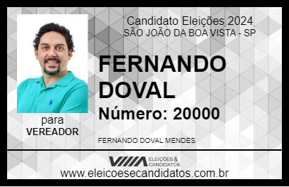 Candidato FERNANDO DOVAL 2024 - SÃO JOÃO DA BOA VISTA - Eleições