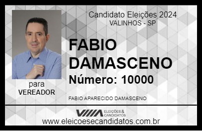 Candidato FABIO DAMASCENO 2024 - VALINHOS - Eleições