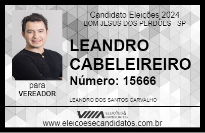 Candidato LEANDRO CABELEIREIRO 2024 - BOM JESUS DOS PERDÕES - Eleições